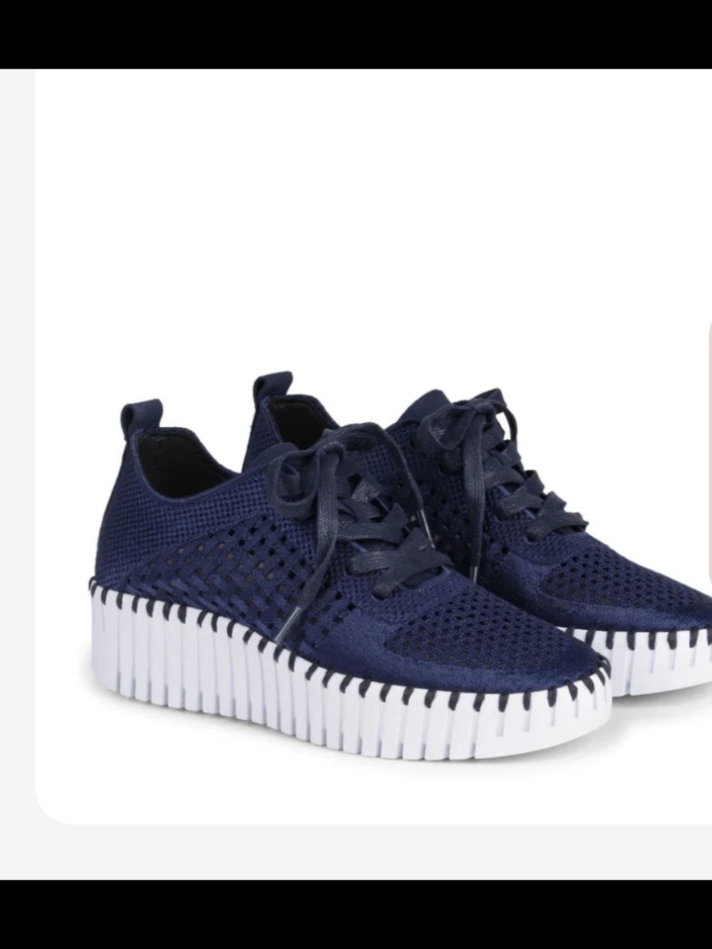 Ilse Jacobsen Navy Knit Platform Sneakers
